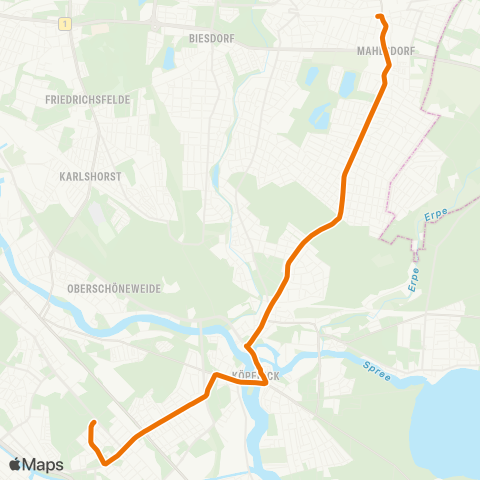 BVG Köllnischer Platz ↔︎ Landschaftspark Johannisthal map