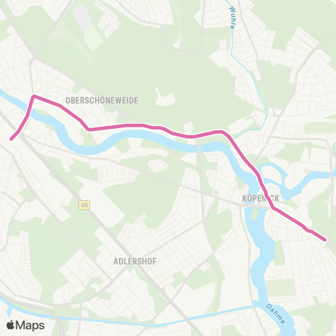 BVG Krankenhaus Köpenick ↔︎ S Schöneweide map