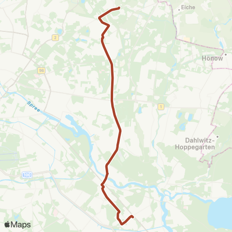 BVG S Adlershof ↔︎ Falkenberg map