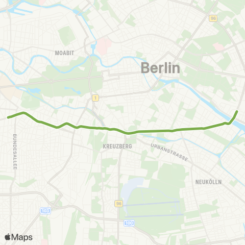 BVG U Uhlandstr. ↔︎ S+U Warschauer Str. map