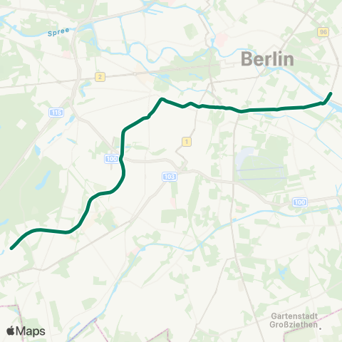 BVG U Krumme Lanke ↔︎ S+U Warschauer Str. map