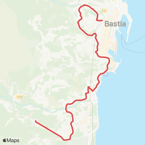 Via Bastia Gare Bastia-Sittelles-Hôpital map