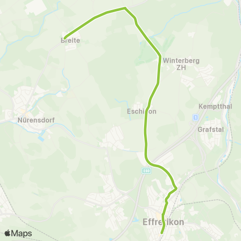 VBG - Verkehrsbetriebe Glattal Breite b. Nürensdorf, Sternen - Effretikon, Bahnhof map