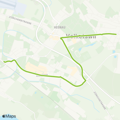 VBG - Verkehrsbetriebe Glattal Schwerzenbach ZH, Bahnhof - Volketswil, Dorf map