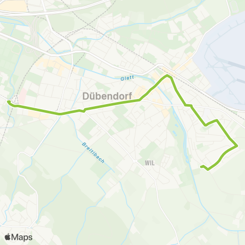 VBG - Verkehrsbetriebe Glattal Stettbach, Bahnhof - Dübendorf, Bahnhof map