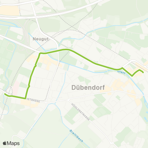 VBG - Verkehrsbetriebe Glattal Stettbach, Bahnhof - Dübendorf, Bahnhof map