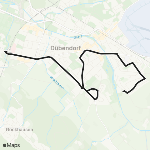 VBG - Verkehrsbetriebe Glattal Stettbach, Bahnhof - Dübendorf, Kunsteisbahn map