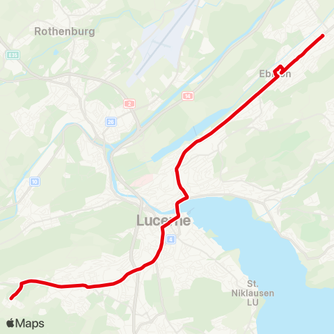 VBL - Verkehrsbetriebe Luzern Ebikon, Fildern - Obernau, Dorf map