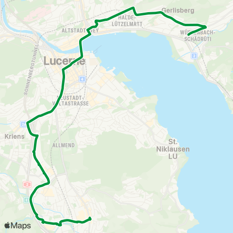 VBL - Verkehrsbetriebe Luzern Luzern, Brüelstrasse - Horw, Zentrum map