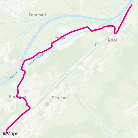 VBL - Verkehrsbetriebe Luzern Ebikon, Bahnhof - Gisikon-Root, Bahnhof map