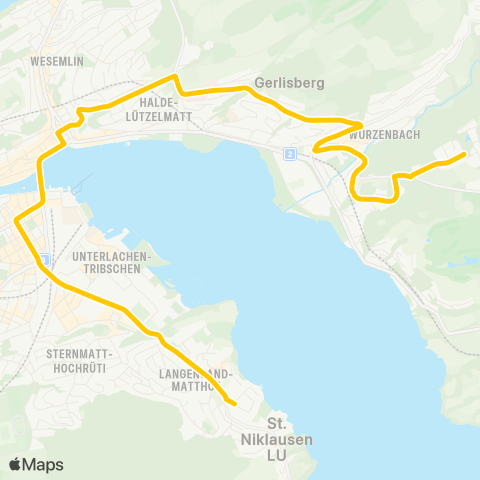 VBL - Verkehrsbetriebe Luzern Luzern, Matthof - Luzern, Büttenenhalde map