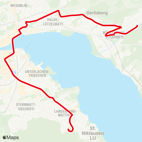 VBL - Verkehrsbetriebe Luzern Luzern, Würzenbach - Luzern, Hirtenhof map