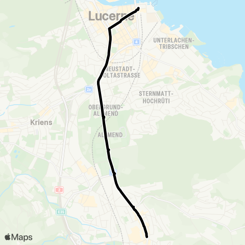 VBL - Verkehrsbetriebe Luzern Horw, Zentrum - Luzern, Bahnhof map