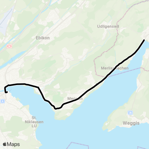 VBL - Verkehrsbetriebe Luzern Luzern, Bahnhof - Küssnacht am Rigi, Bahnhof map