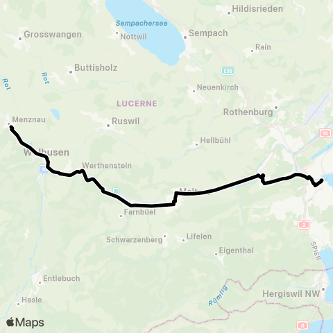 VBL - Verkehrsbetriebe Luzern Luzern, Bahnhof - Menznau, Bahnhof map