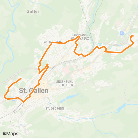 VBSG - Verkehrsbetriebe St.Gallen St. Gallen, Hölzli - St. Gallen, Sonne map