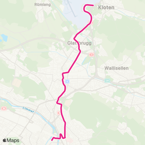 VBZ - Verkehrsbetriebe Zürich Zürich Flughafen, Fracht - Zürich, Bahnhofplatz/HB map