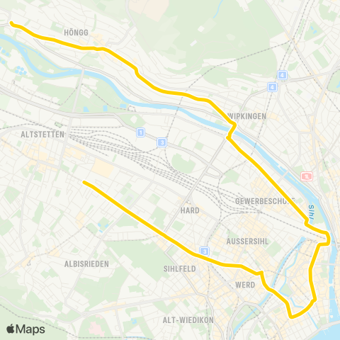 VBZ - Verkehrsbetriebe Zürich Zürich, Albisgütli - Zürich, Frankental map