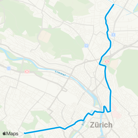 VBZ - Verkehrsbetriebe Zürich Zürich, Triemli - Zürich, Seebach map