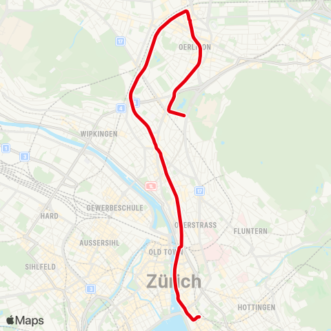 VBZ - Verkehrsbetriebe Zürich Zürich Stadelhofen, Bahnhof - Zürich, Bucheggplatz map