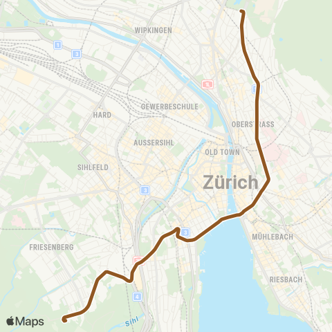 VBZ - Verkehrsbetriebe Zürich Zürich, Kirche Fluntern - Zürich, Laubegg map