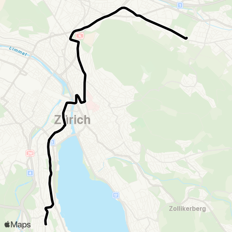 VBZ - Verkehrsbetriebe Zürich Stettbach, Bahnhof - Zürich, Wollishoferplatz map