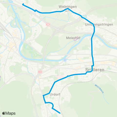 VBZ - Verkehrsbetriebe Zürich Urdorf Weihermatt, Bahnhof - Geroldswil, Zentrum map