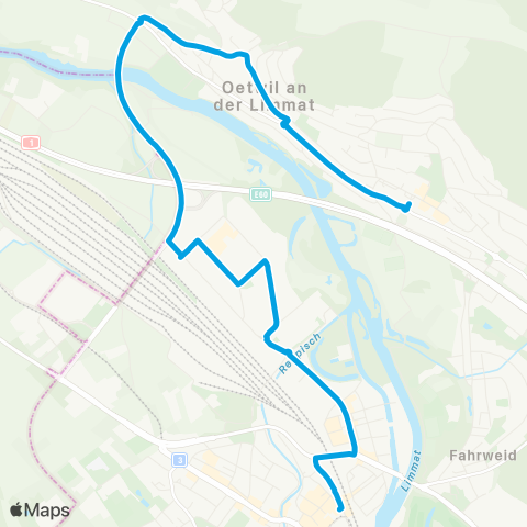 VBZ - Verkehrsbetriebe Zürich Dietikon, Bahnhof - Geroldswil, Zentrum map