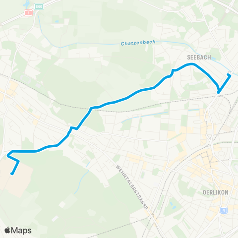 VBZ - Verkehrsbetriebe Zürich Zürich, Seebach - Zürich, ETH Hönggerberg map