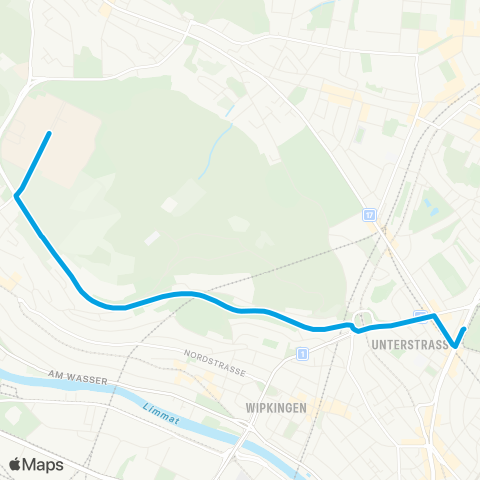 VBZ - Verkehrsbetriebe Zürich Zürich, Milchbuck - Zürich, ETH Hönggerberg map