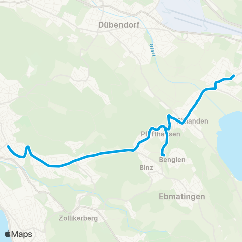 VBZ - Verkehrsbetriebe Zürich Schwerzenbach ZH, Bahnhof - Zürich, Klusplatz map