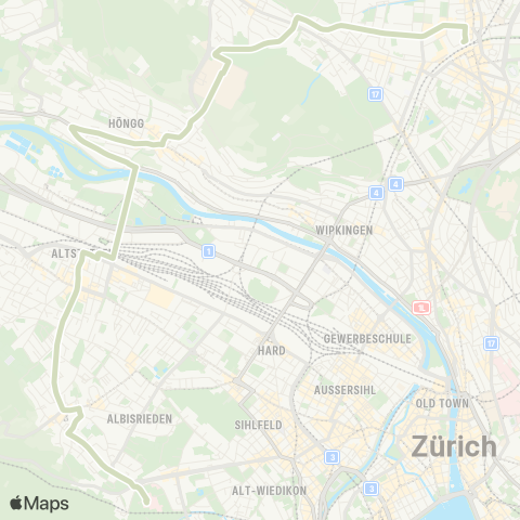 VBZ - Verkehrsbetriebe Zürich Zürich, Triemlispital - Zürich Oerlikon, Bahnhof Nord map