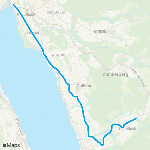 VBZ - Verkehrsbetriebe Zürich Itschnach, Fallacher - Zürich, Bellevue map