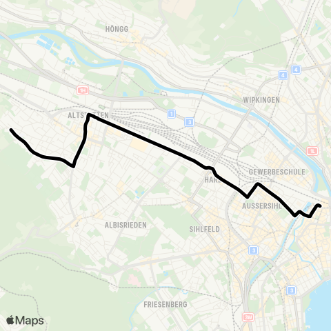 VBZ - Verkehrsbetriebe Zürich Zürich, Hermetschloo - Zürich, Bahnhofplatz/HB map