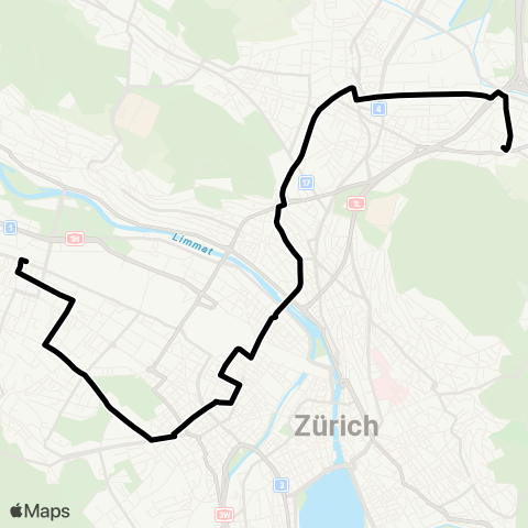 VBZ - Verkehrsbetriebe Zürich Zürich, Milchbuck - Zürich, Goldbrunnenplatz map