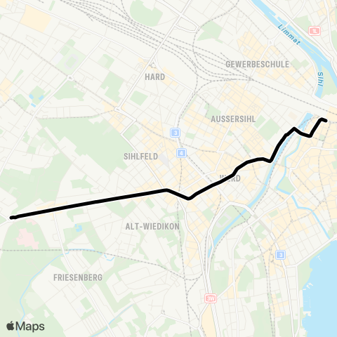 VBZ - Verkehrsbetriebe Zürich Zürich, Bahnhofplatz/HB - Zürich, Triemli map