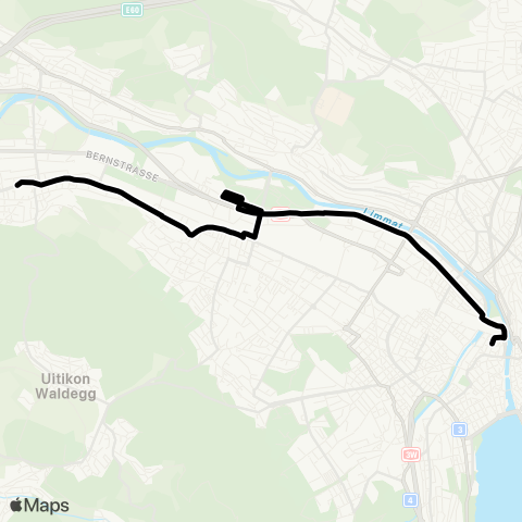 VBZ - Verkehrsbetriebe Zürich Zürich, Bahnhofstrasse/HB - Schlieren, Geissweid map