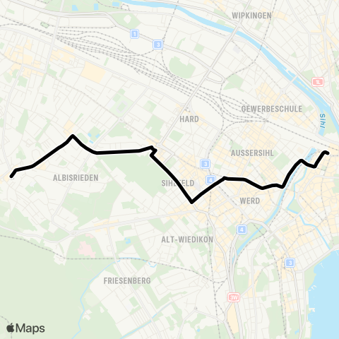 VBZ - Verkehrsbetriebe Zürich Zürich, Bahnhofplatz/HB - Zürich, Albisrieden map