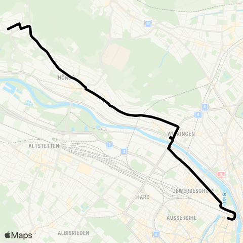 VBZ - Verkehrsbetriebe Zürich Zürich, Bahnhofplatz/HB - Zürich, Rütihof map