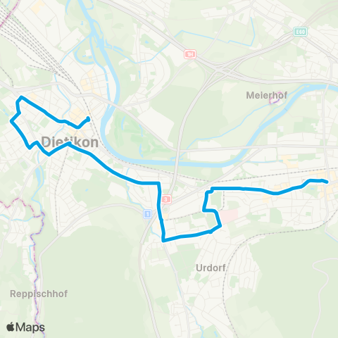 VBZ - Verkehrsbetriebe Zürich Dietikon, Bahnhof - Schlieren, Zentrum/Bahnhof map