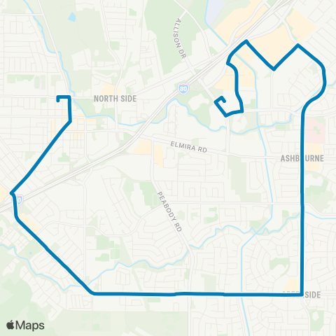 Vacaville City Coach Route 5 map