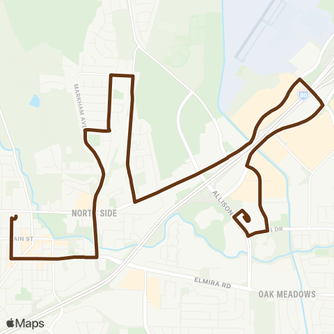 Vacaville City Coach Route 6 map