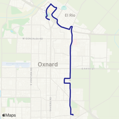 Gold Coast Transit Esplanade - St.John's - Oxnard College map