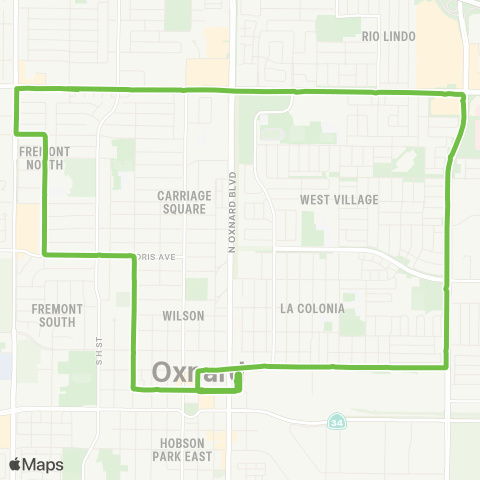 Gold Coast Transit North Oxnard map