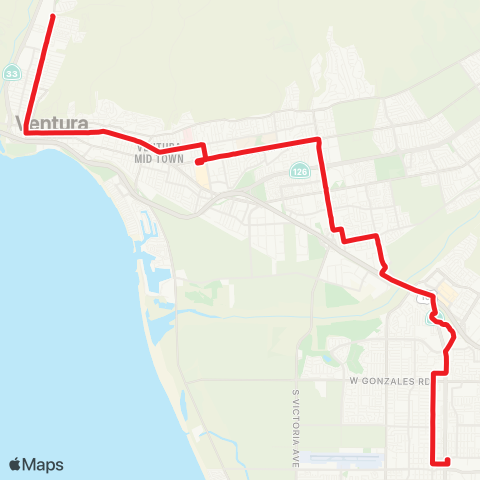 Gold Coast Transit Oxnard - Ventura - Main St map