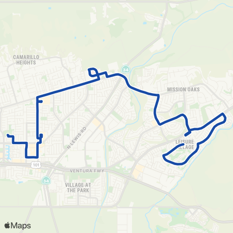 Camarillo Area Transit Fixed Route Service map