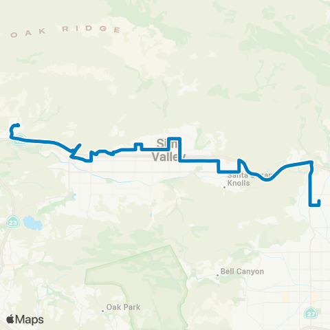 Simi Valley Transit Moorpark College / Chatsworth Metrolink map