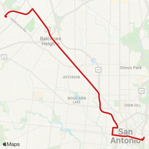 VIA Metropolitan Transit Primo Fredericksburg Road map