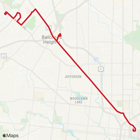 VIA Metropolitan Transit Fredericksburg Road map