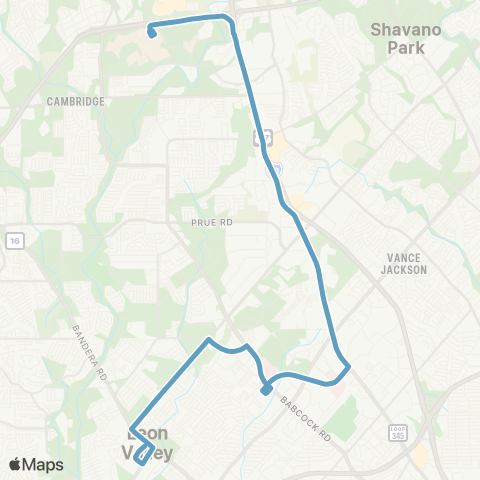 VIA Metropolitan Transit UTSA / Leon Valley map